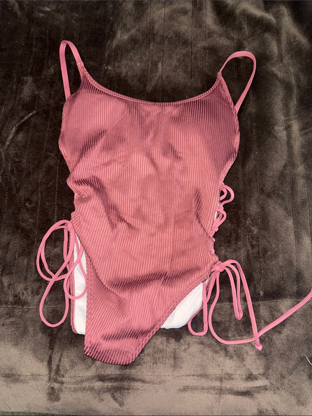 PINK Victoria's Secret Ribbed One-Piece in Mauve Pink